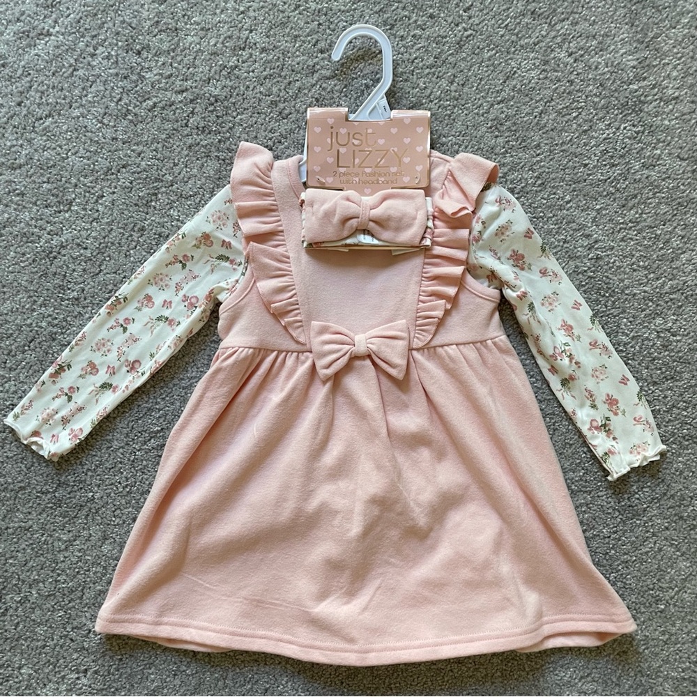 Just Lizzy 2-piece Baby Dress Set with headband